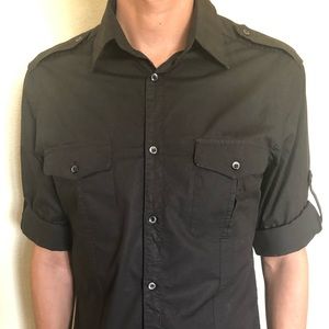 H&M Mens Black Long Sleeve Button Up Size Medium